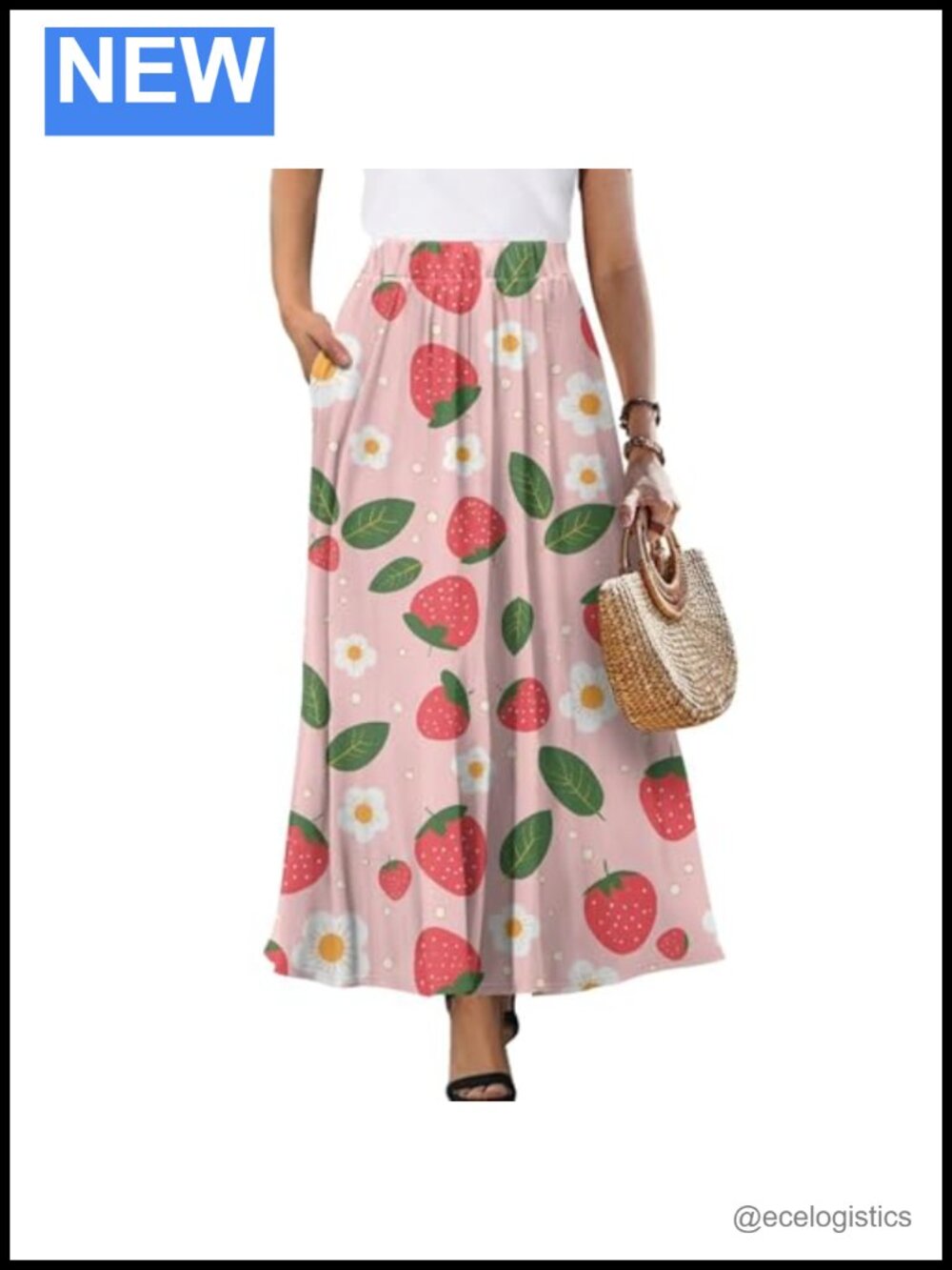 Women's Pleated Flowy A-Line Maxi Skirt High Waist with Pockets
